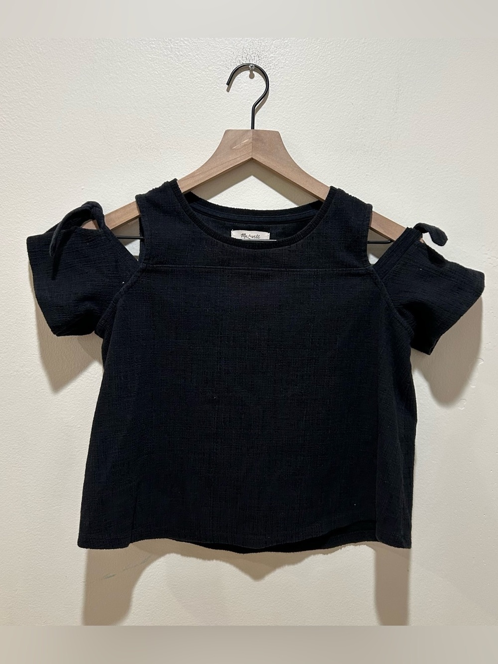 Madewell Skylar Cold Shoulder Black Babydoll Top - Women’s Size XXS